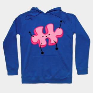 Happy Pink Jumping Jigsaw Puzzle Piece Hoodie